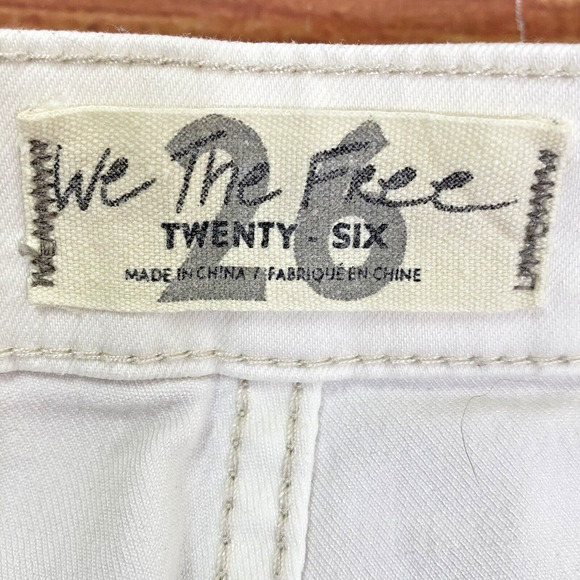 We The Free People Flare Pants Size 26 High Waist Wide Leg Raw Hem Winter White - Picture 8 of 10